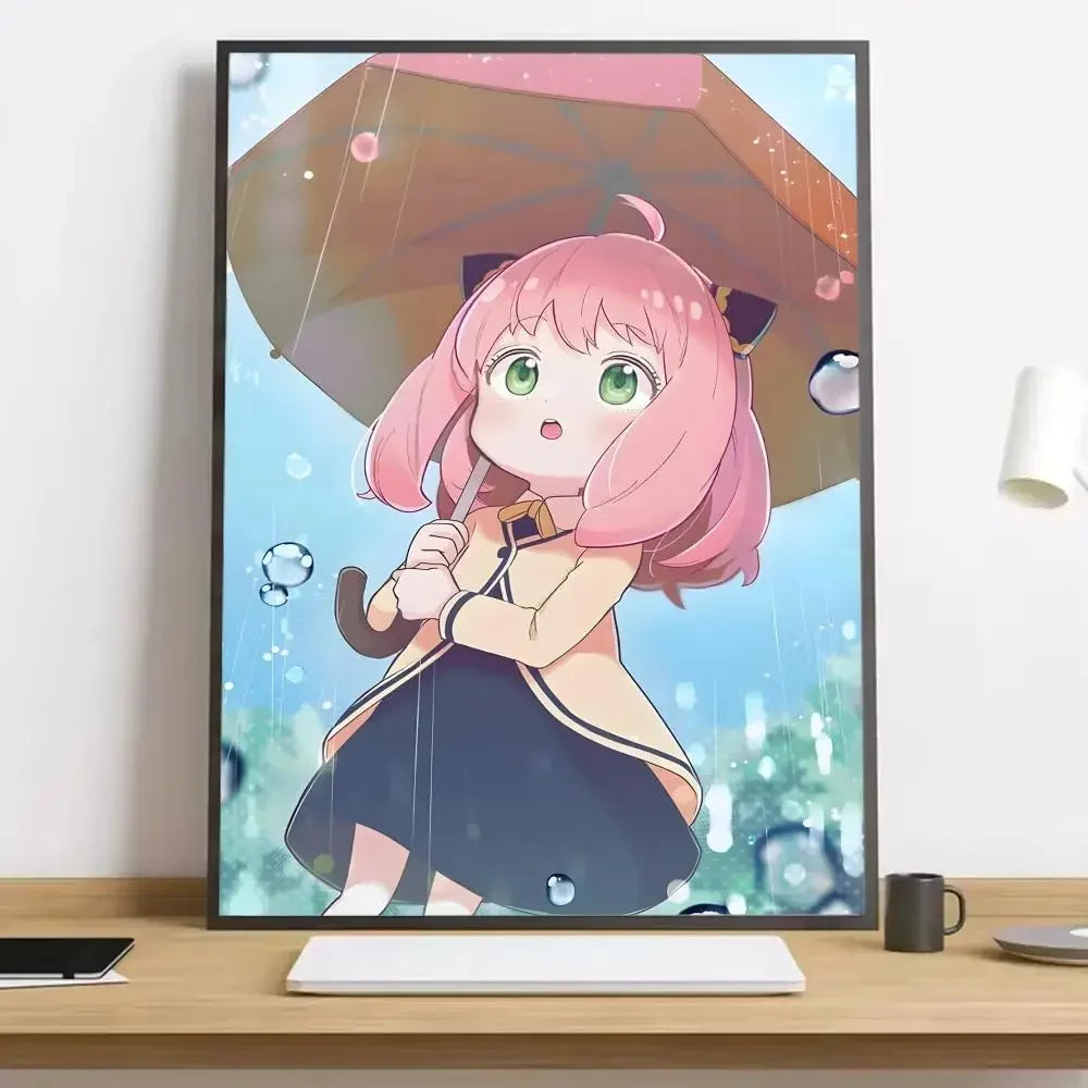 Spy x Family Anya HD Canvas Poster – Anime Wall Art Decor Anime Canvas Poster Qst Black17 30x40cm Unframed