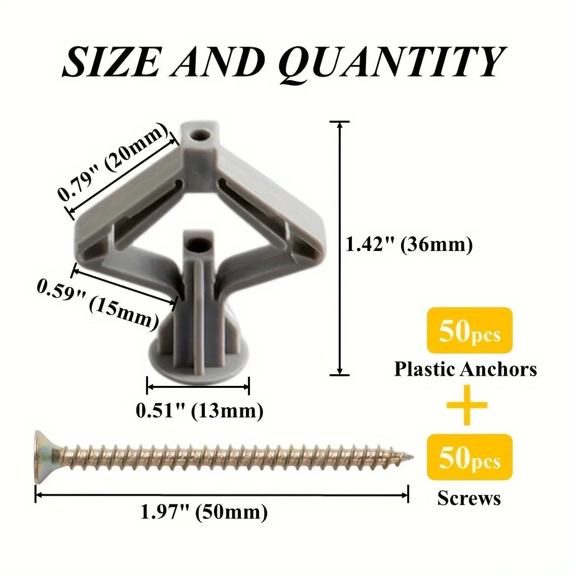 Hollow Wall Anchors Butterfly Expansion Screws Drywall 50pc Wall Anchors & Screws Qme