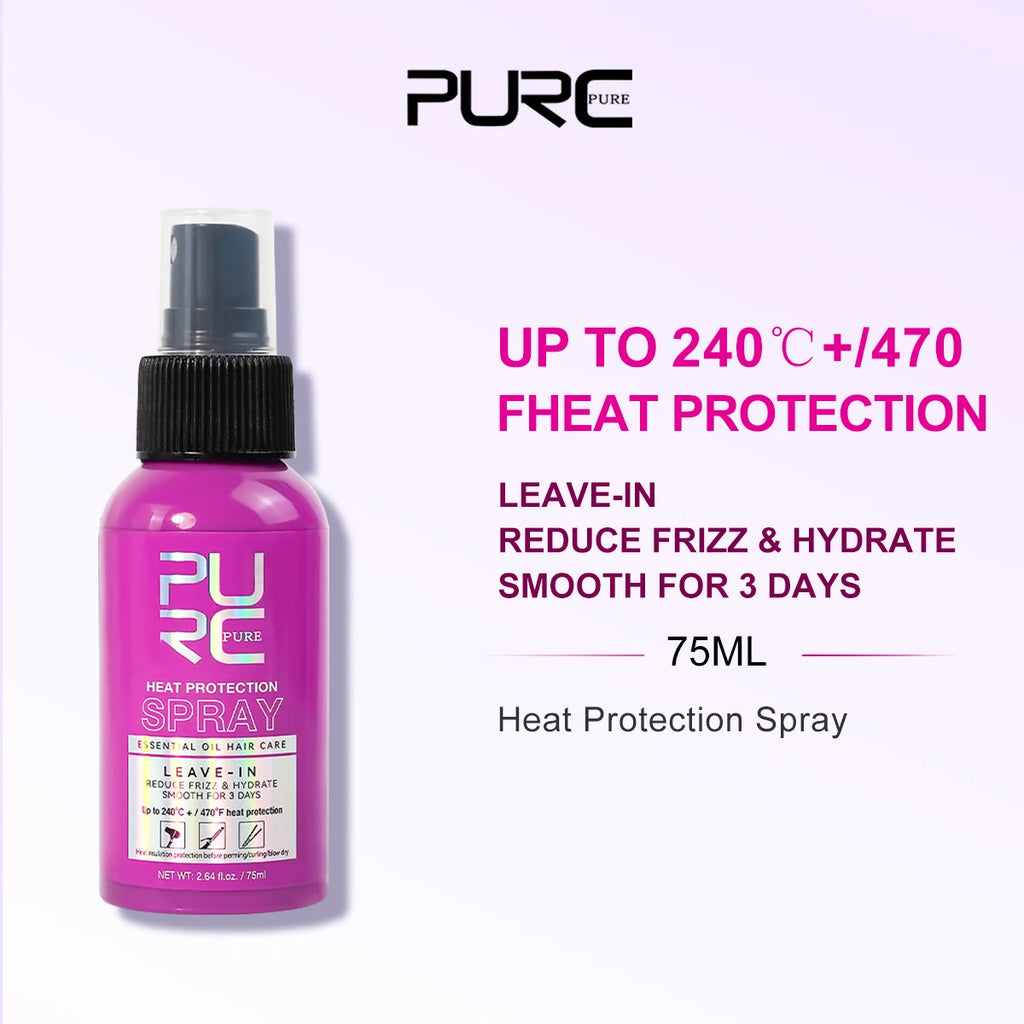 PURC Heat Protection Spray – Argan Oil & Coconut Oil, 75ml Heat Protection Spray Qst