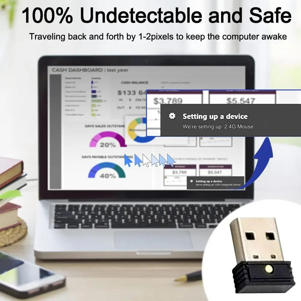 USB Automatic Mouse Jiggler – Undetectable Mouse Mover USB Mouse Jiggler Qme