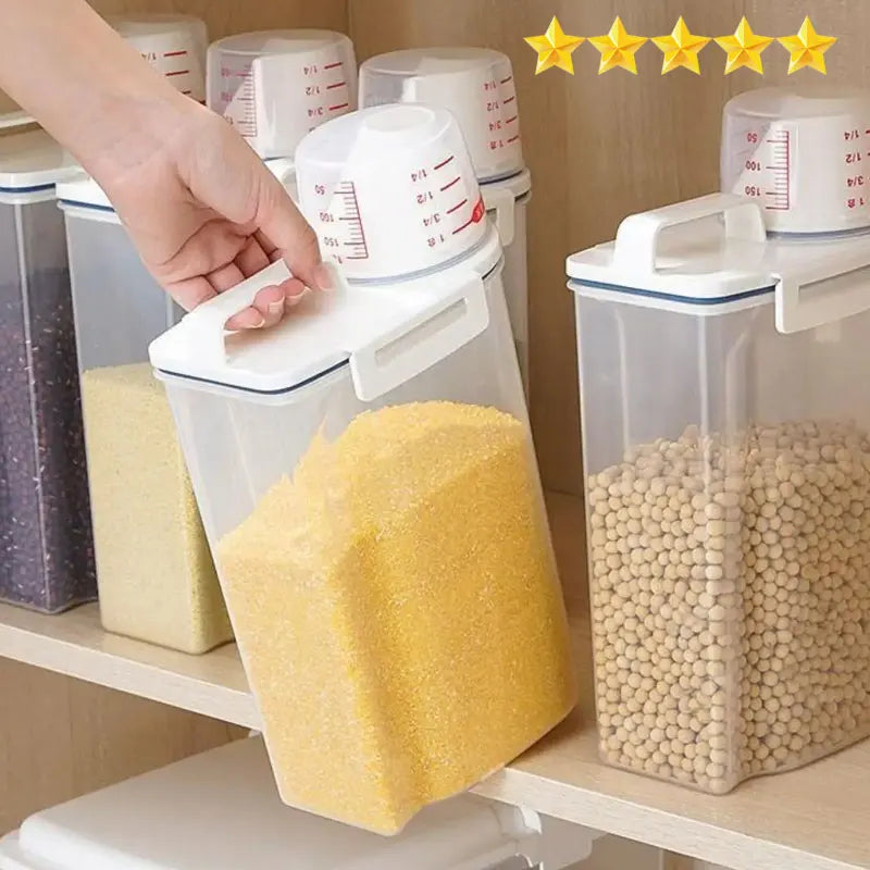 Rice & Grain Food Storage Canister with Measuring Cup Food Storage Canister Qme