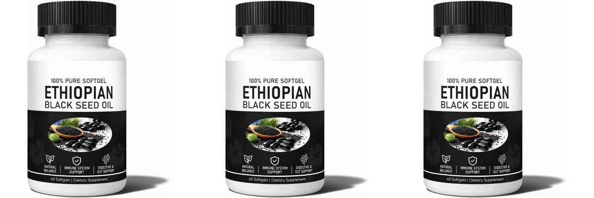 Ethiopian Black Seed Oil Organic Cold-Pressed 60 Softgels Black Seed Oil Supplement Qst 3 bottles