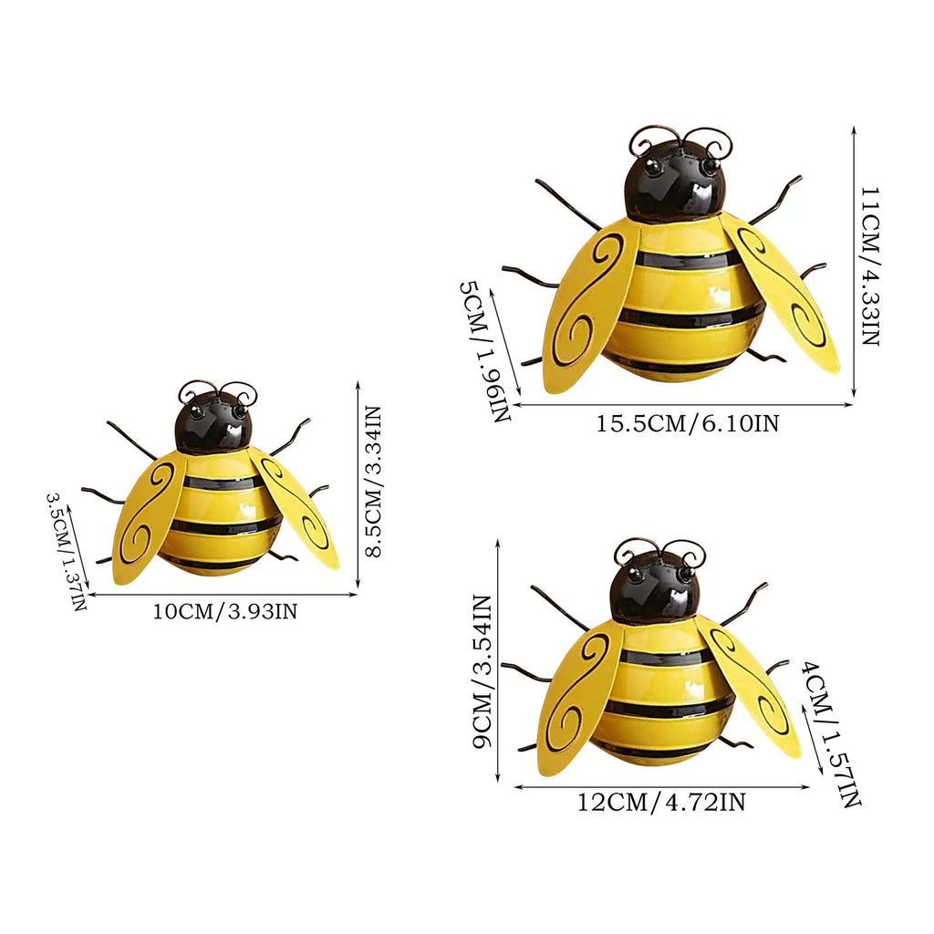 Bumble Bee Garden Sculptures – 4 Pc Outdoor Patio Yard Decor Garden Sculpture Set Qme