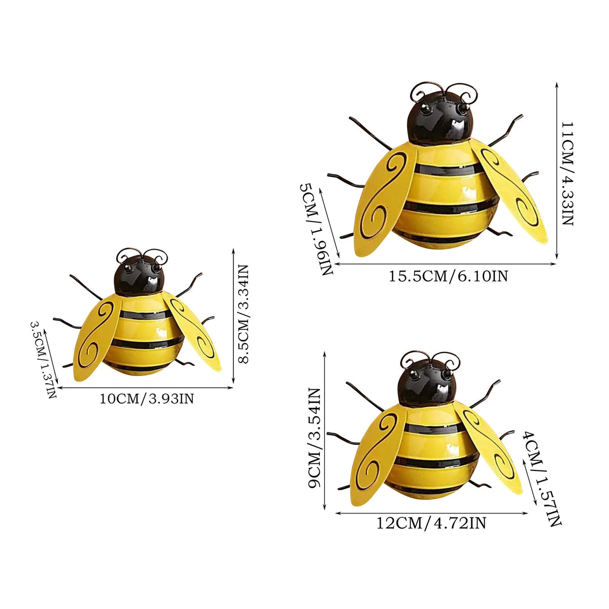 Bumble Bee Garden Sculptures – 4 Pc Outdoor Patio Yard Decor Garden Sculpture Set Qme
