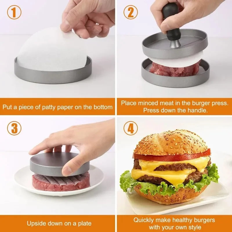 Non-Stick Aluminum Burger Press & Hamburger Patty Maker Burger Patty Press Qme