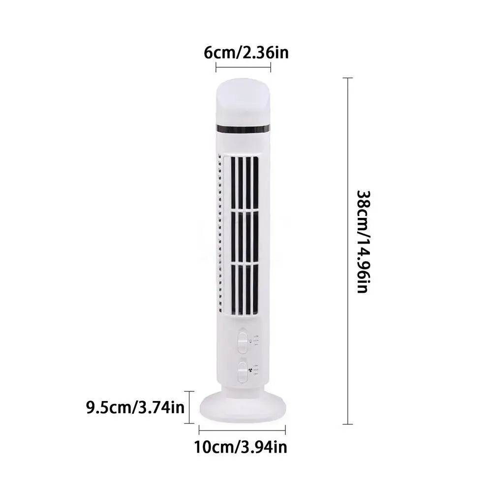 Portable Tower Fan 2-Speed USB Battery Powered with Nightlight Portable Tower Fan Qme White