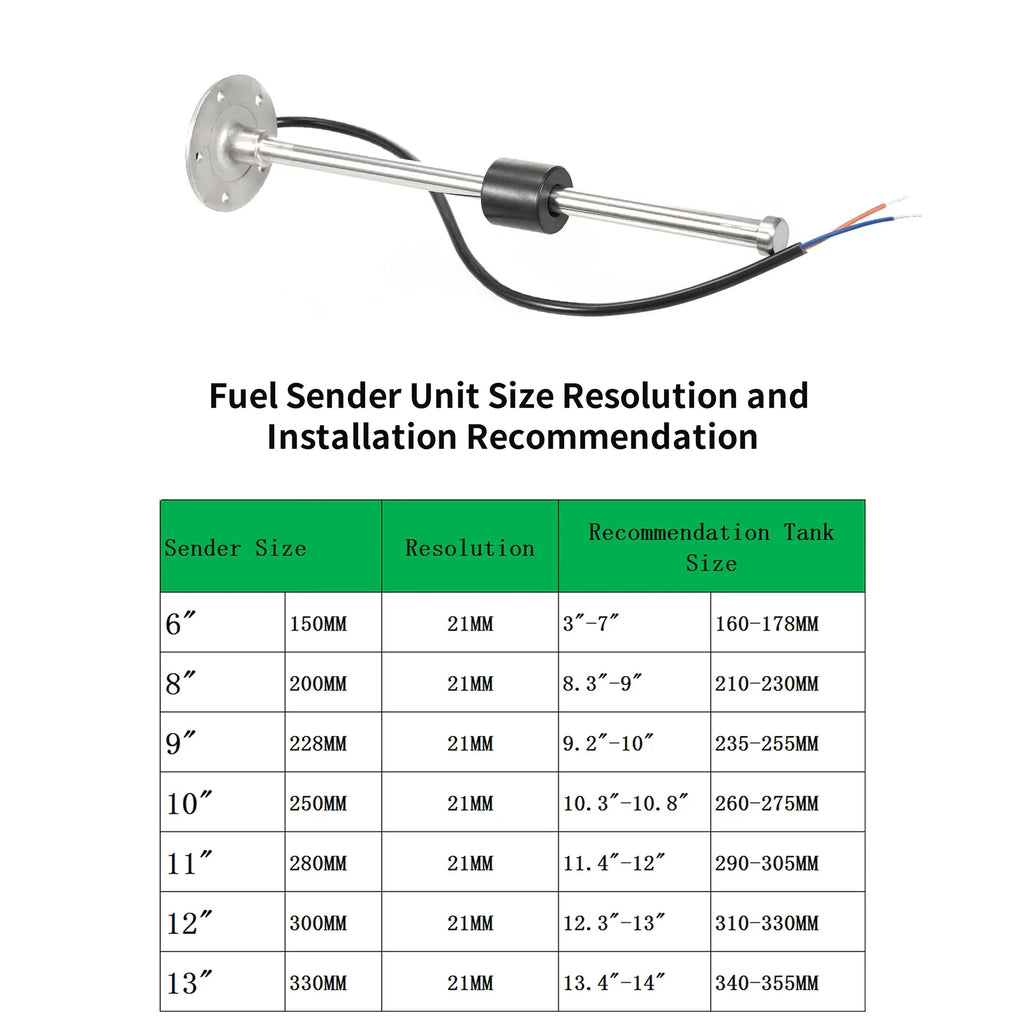 Marine Fuel Sending Unit – 240-33 Ohm Stainless Steel Sender Fuel Sending Unit Qme