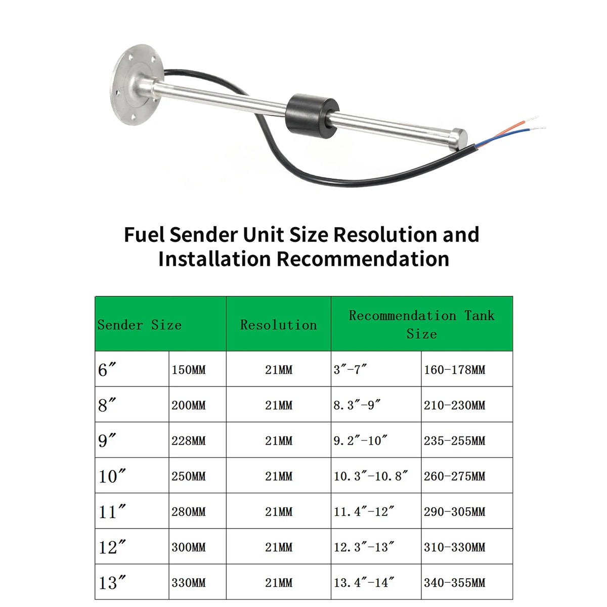 Marine Fuel Sending Unit – 240-33 Ohm Stainless Steel Sender Fuel Sending Unit Qme