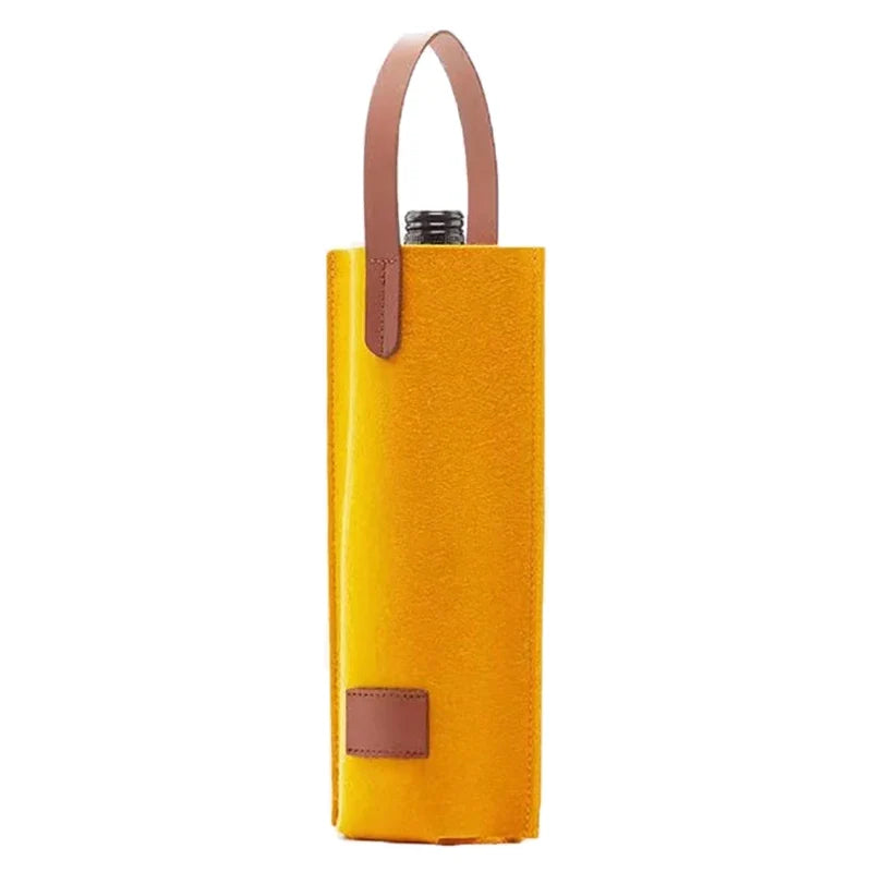 Felt Insulated Single Bottle Wine Tote Bag | Gift & Carrier Insulated Wine Tote Qme Yellow