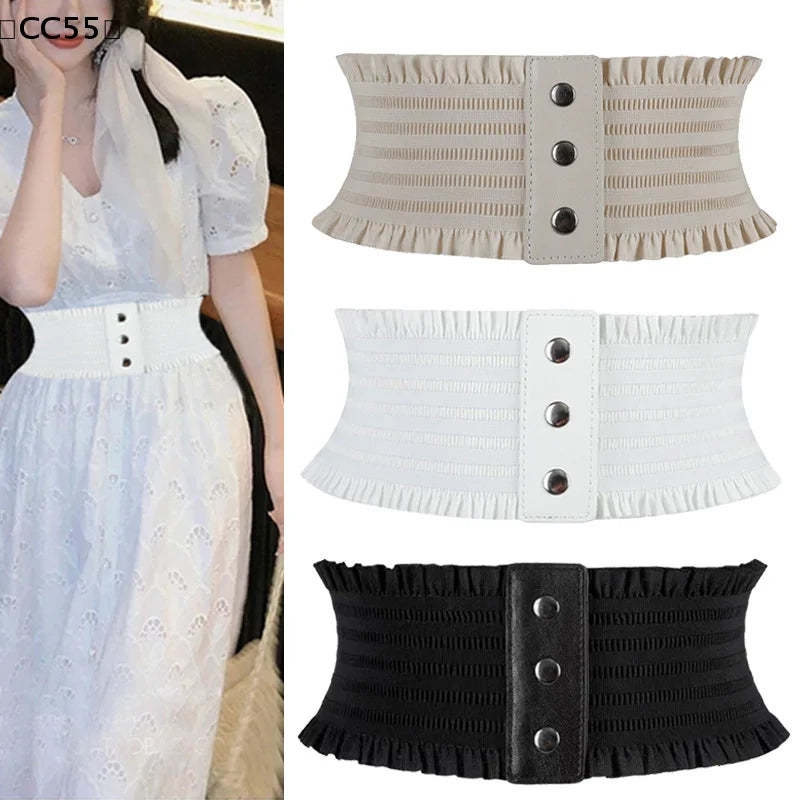 Women's Elastic Wide Waistband Lace Cummerbund Belt Women's Fashion Belt Qst