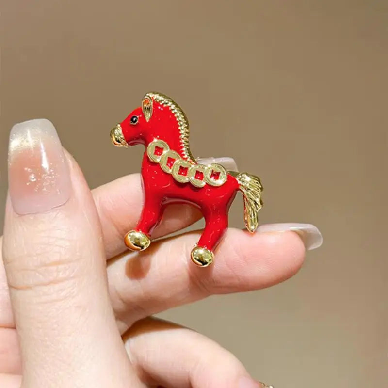 Zodiac Horse Brooch – Dripping Oil Enamel Pony Lapel Pin Enamel Lapel Pin Qme style 1
