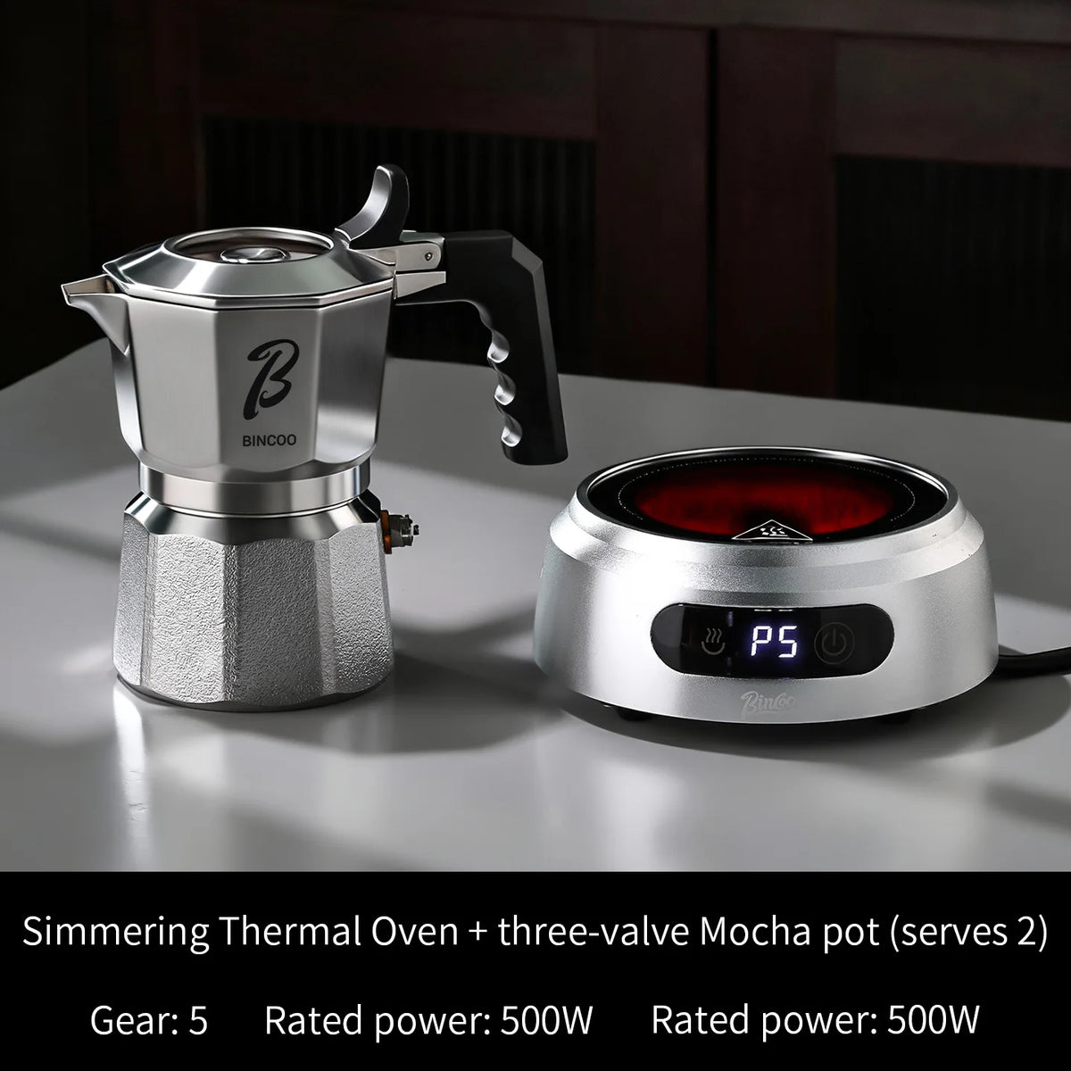 Bincoo 500W Mini Ceramic Electric Hot Plate for Moka Pot Electric Hot Plate Qst 316 moka pot 2 set