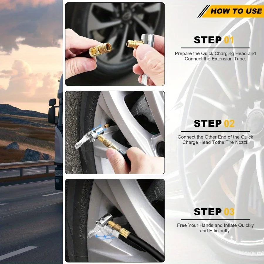 Quick Connect Air Chuck Tire Inflator Nozzle | Metal Tire Inflator Chuck Qme