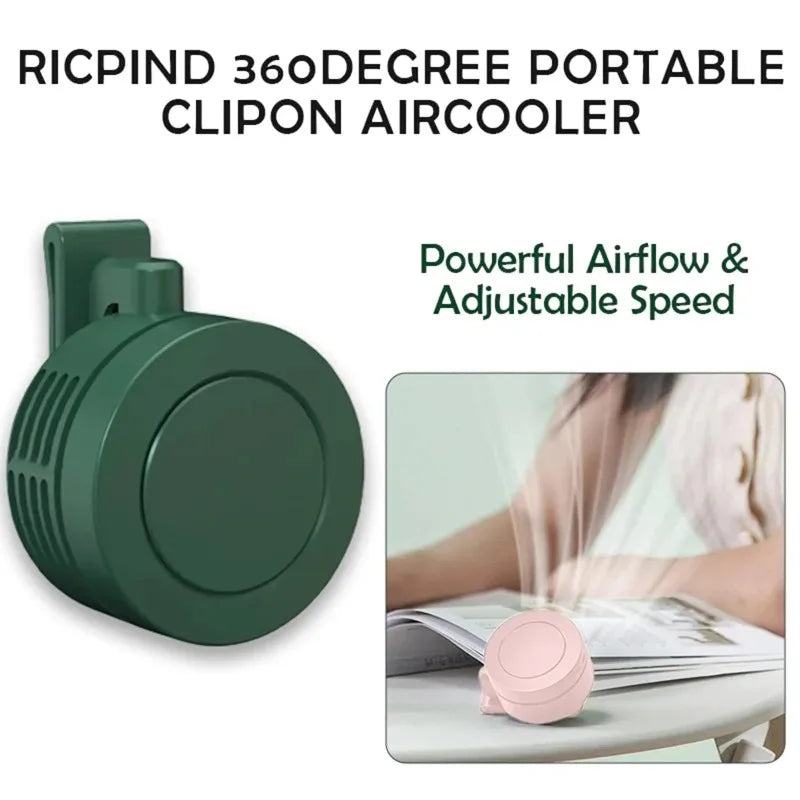 360° Clip-On USB Fan – Ultra Quiet 3-Speed Mini Portable Fan Clip-On USB Fan Qme