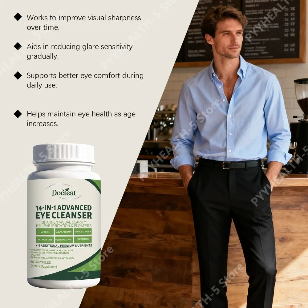 14-in-1 Eye Support Capsules – Lutein & Zeaxanthin, 60ct Eye Health Supplement Qst
