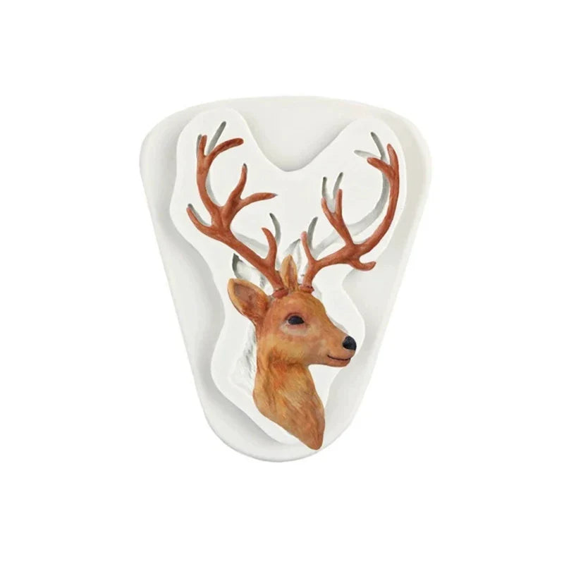 Christmas Deer Head Silicone Mold – Fondant, Chocolate & Soap Silicone Baking Mold Qme