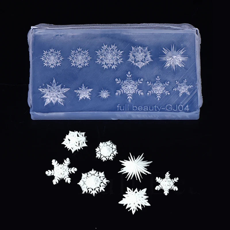 Winter Snowflake 3D Nail Art Silicone Stamping Mold | DIY Nail Art Stamping Mold Qme A1