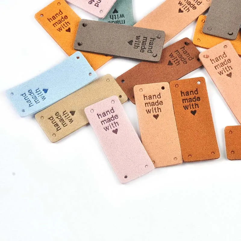 Embossed Leather Sew-On Labels for Handmade Crafts | 2x5cm Sew-On Craft Labels Qme
