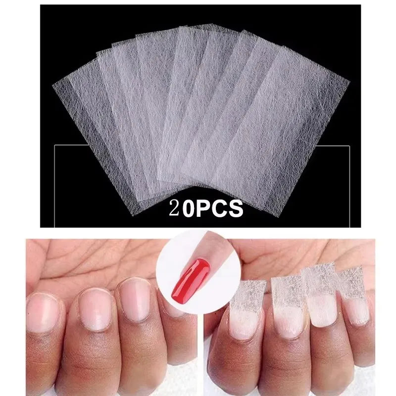 Nail Extension Fiberglass Non-Woven Wrapping Fiber Gel Nail Extension Fiber Qme 20Pcs Fiber