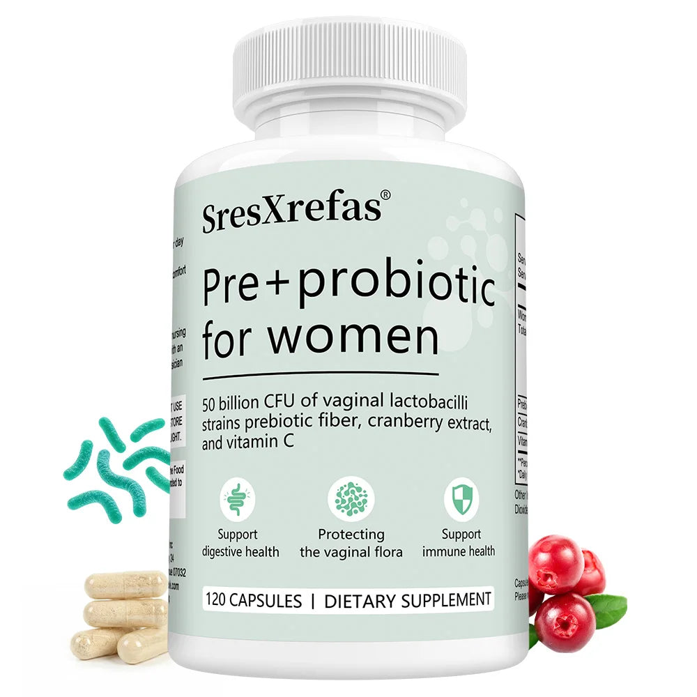Women's Pre+Probiotic Capsules – 50B CFU, Vitamin C & Cranberry Probiotic Supplement Qst