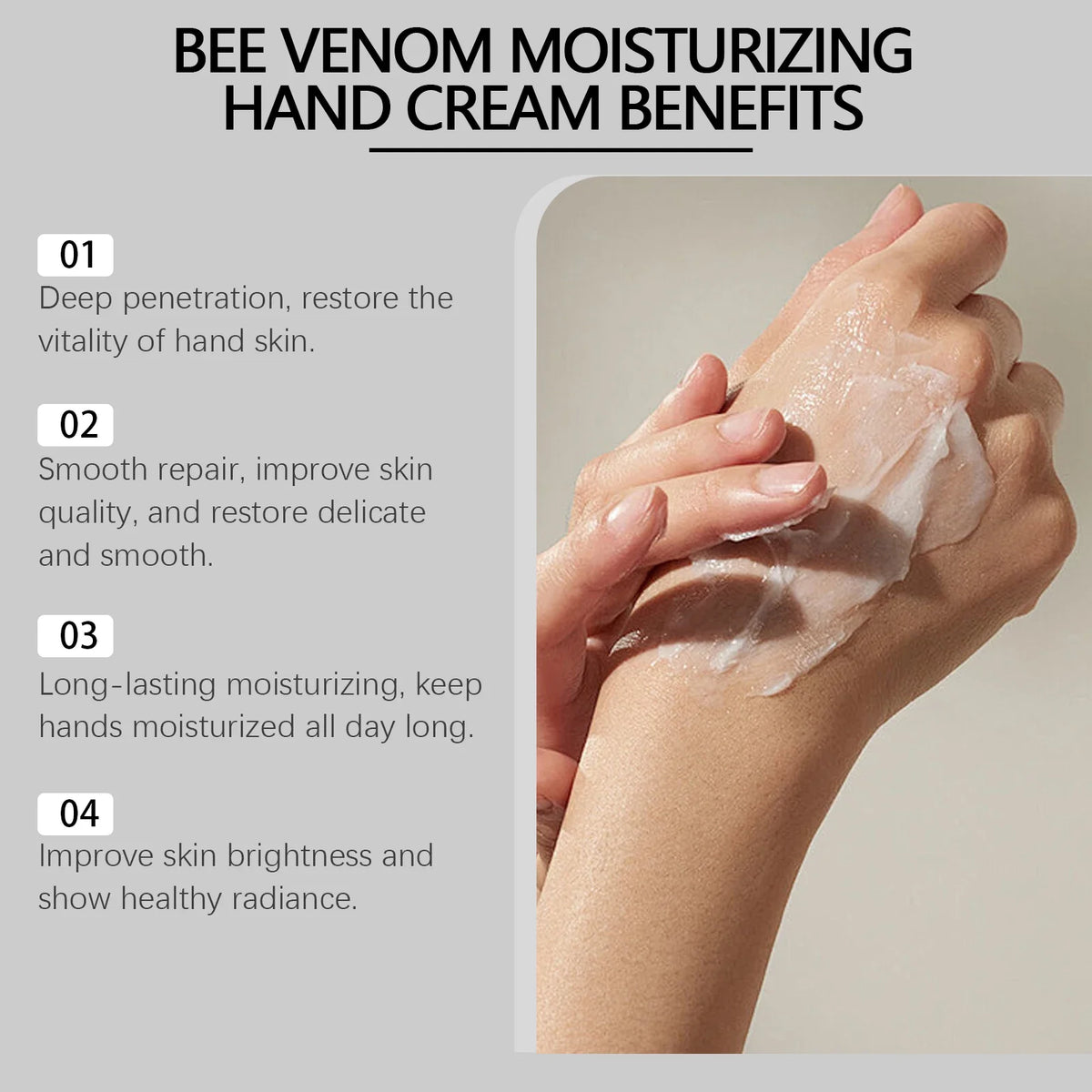 Bee Venom Hand Cream – Deep Moisture, Non-Greasy Formula Moisturizing Hand Cream Qme
