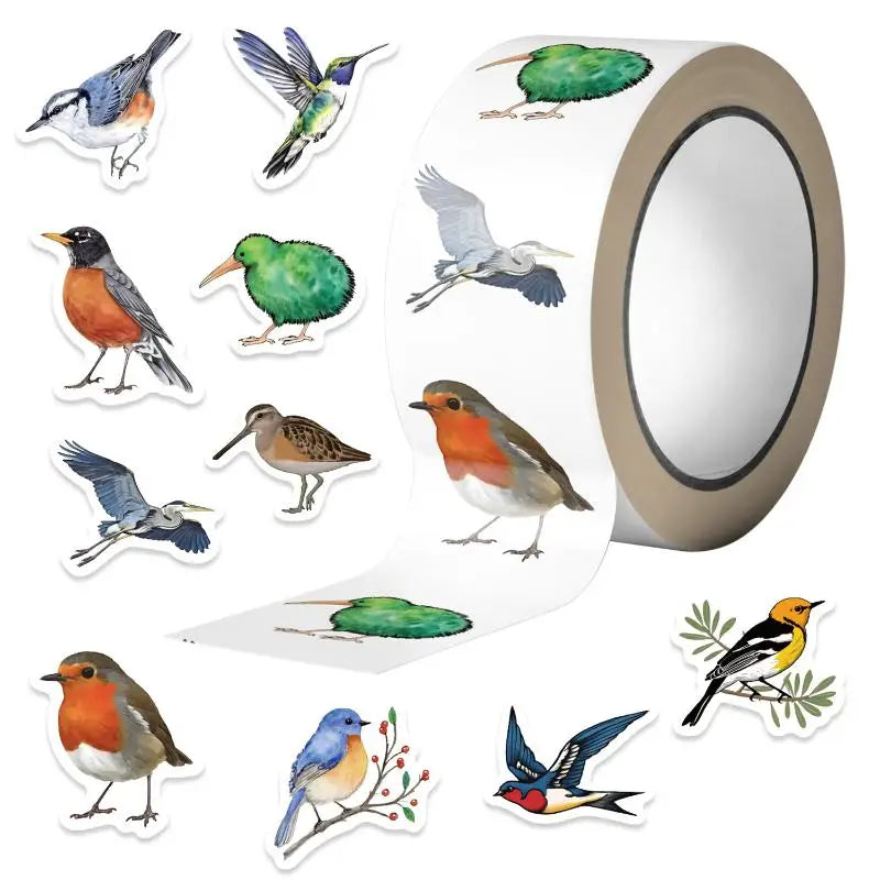 Bird Roll Stickers – Waterproof PVC Decals for Scrapbook & More Decorative Sticker Roll Qme
