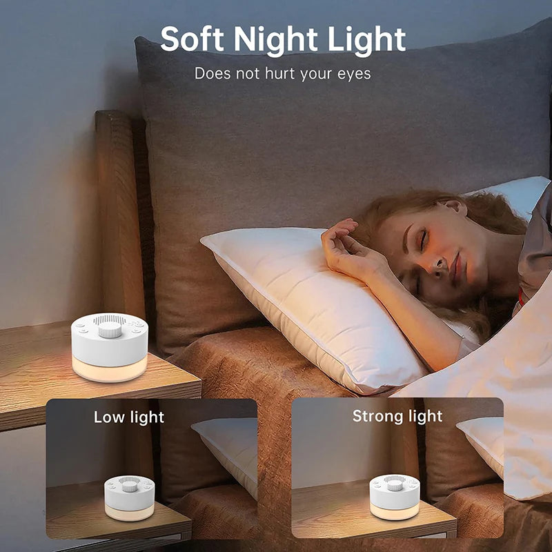 White Noise Machine 24 Sounds, Night Light & Timer – Baby Adults White Noise Machine Qst