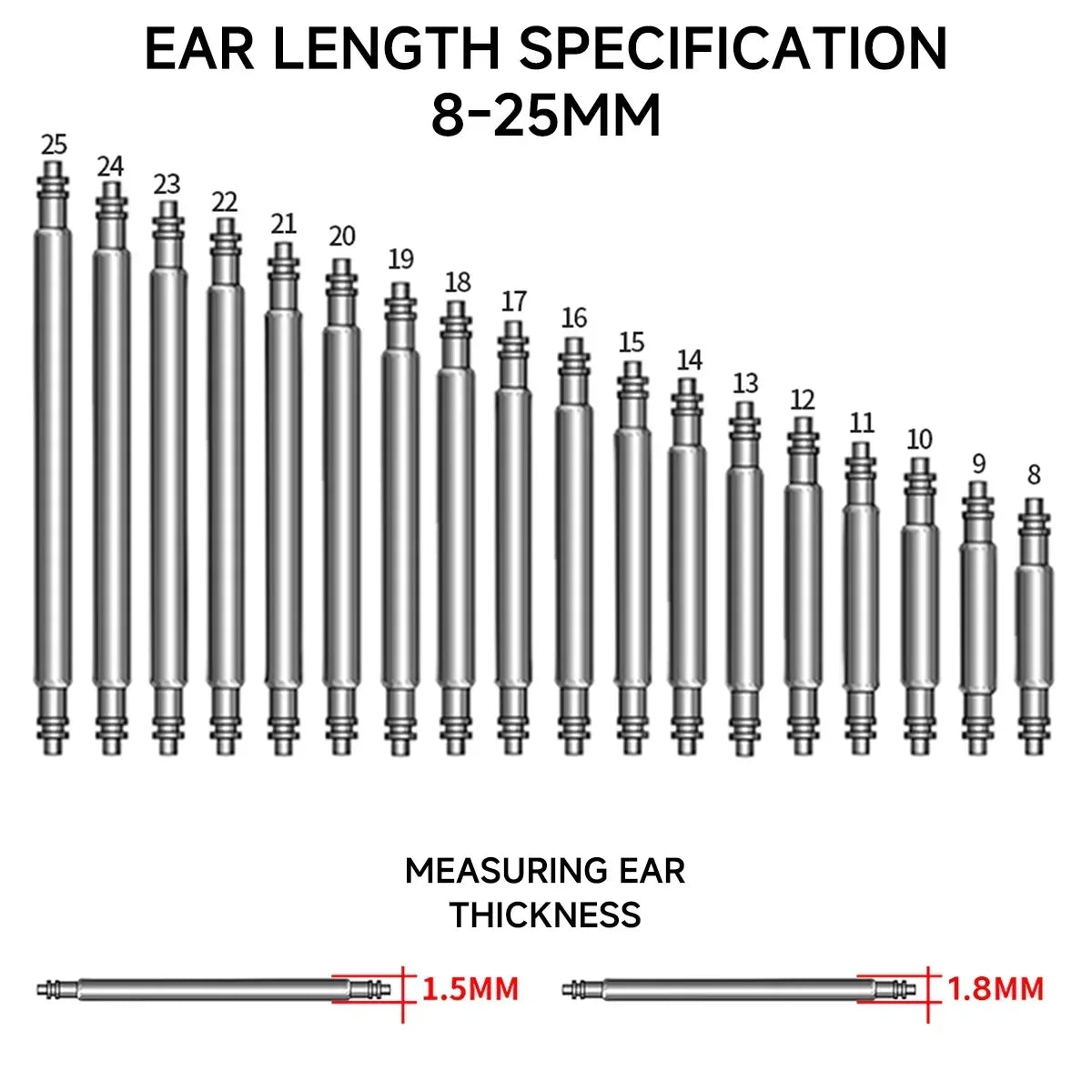 Stainless Steel Spring Bars 8mm Watch Strap Repair Kit Watch Repair Tool Qme