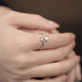 Imitation Pearl Sprouting Open Ring – Women's Casual Jewelry Fashion Ring Qme SILVER resizable