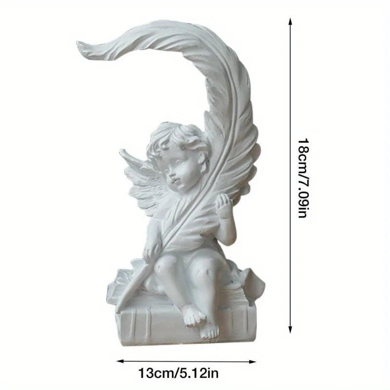 Feather Angel Cupid Desktop Ornament | Clay Home Décor Decorative Figurine Qme