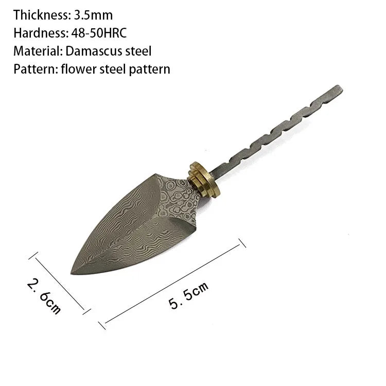 Damascus Steel DIY Tea Knife Blank – Rosette Pattern Handmade Knife Blank Qst Flower Pattern