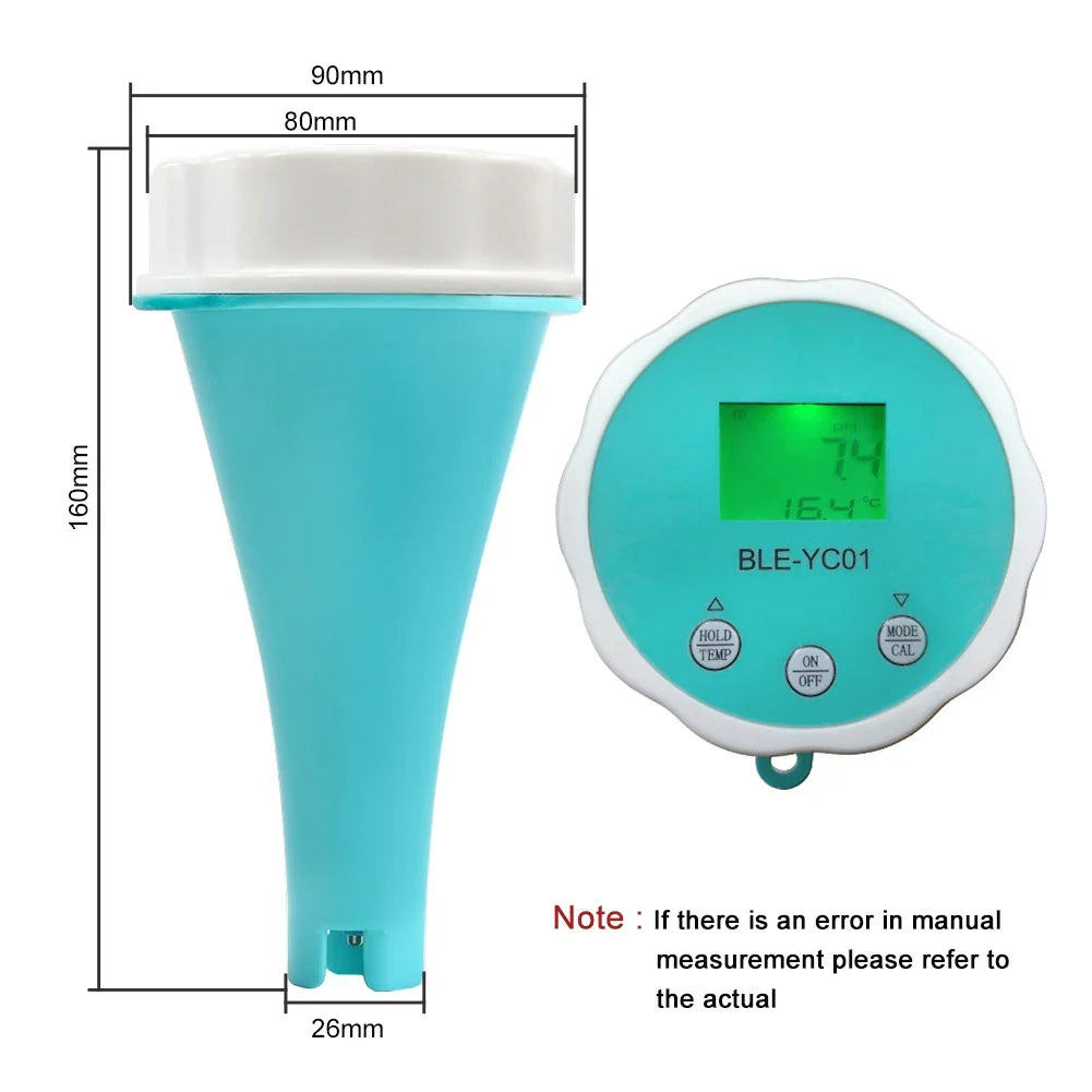 6-in-1 Water Quality Tester – pH ORP EC TDS Chlorine Bluetooth Water Quality Meter Qme