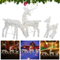 Christmas LED Reindeer Family Wicker Yard Decoration Set LED Christmas Decoration Qme White