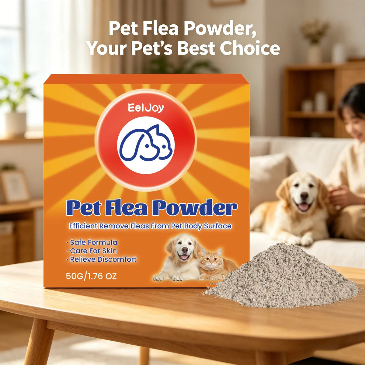 Pet Flea & Tick Powder for Dogs & Cats – Non-Toxic Formula Pet Flea Powder Qme