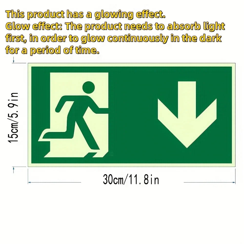 Luminous Exit Sign Wall Decal – Photoluminescent Glow Safety Safety Wall Decal Qme