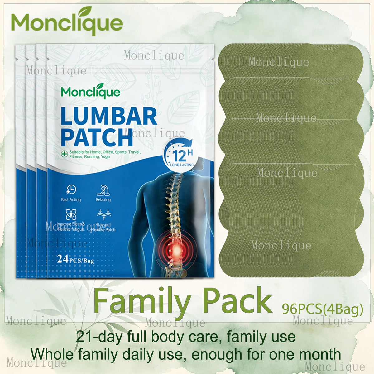 Natural Herb Lumbar Warming Patches – Self-Adhesive Back Stickers Herbal Warming Patch Qst Family Pack 96PCS
