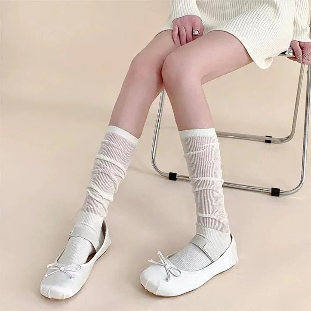 Soft Mesh Long Stockings – Breathable Pile-Up Hosiery Mesh Long Stockings Qme