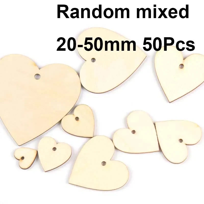 Wooden Heart Christmas Ornaments – 20pc Mix, 20–100mm, 7 Colors Wooden Christmas Ornaments Qme
