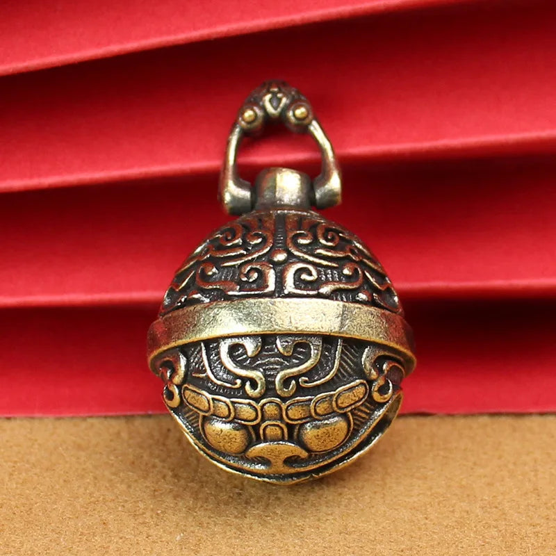 Vintage Brass Copper Gluttonous Taotie Keychain Pendant Keychain Pendant Qme
