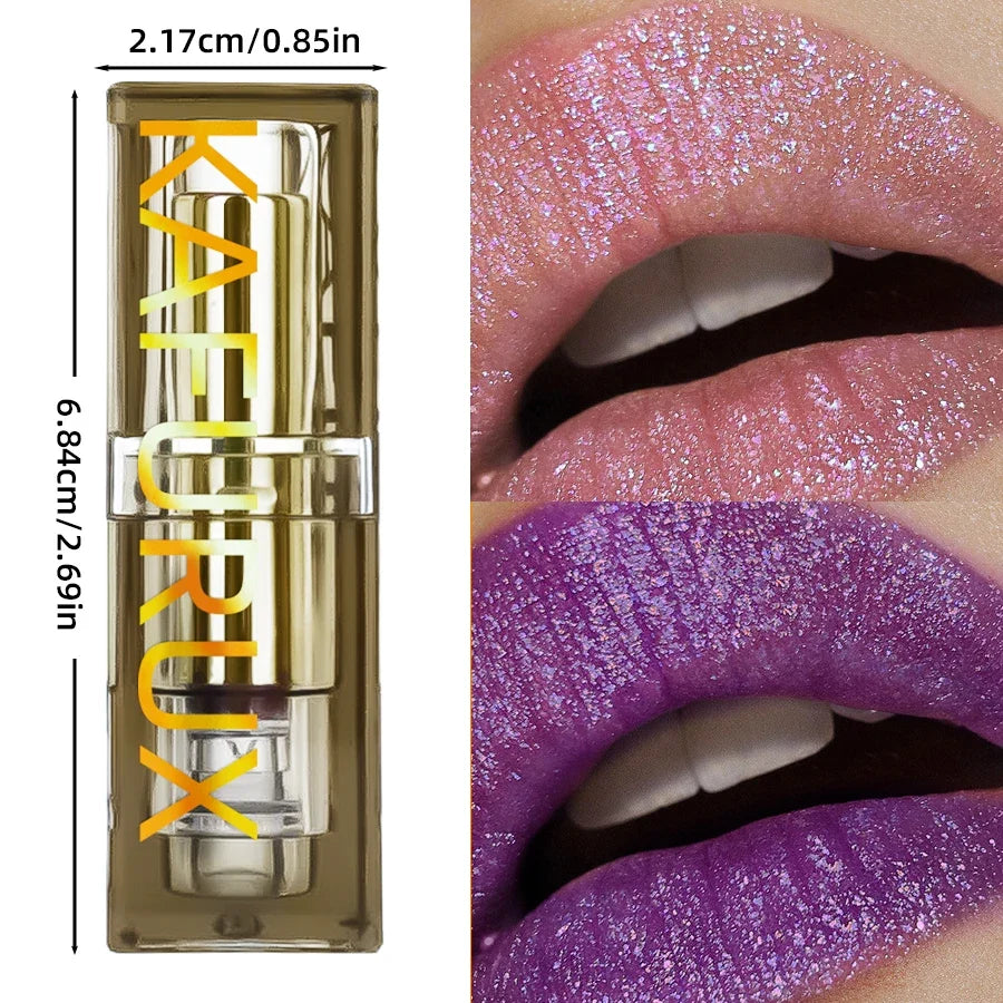 Purple Glitter Two-Tone Rose Lipstick – Moisturizing & Waterproof Glitter Lipstick Qme