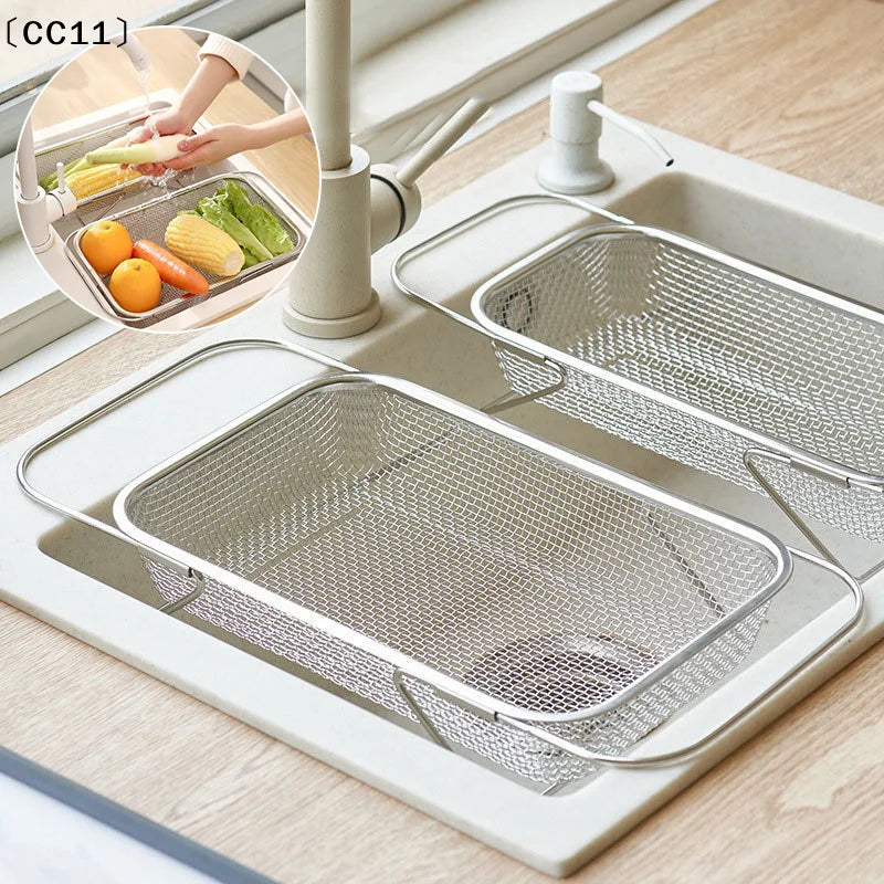 Stainless Steel Telescopic Sink Draining Rack | Kitchen Organizer Sink Draining Rack Qme