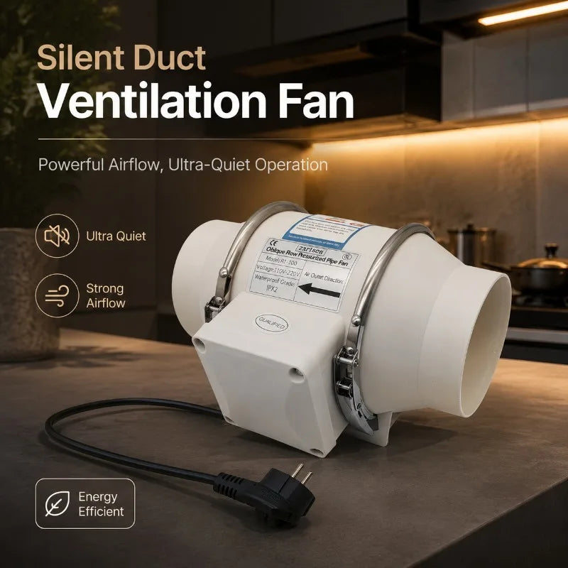 220V Silent Inline Duct Fan – Bathroom & Kitchen Ventilator Inline Duct Fan Qst