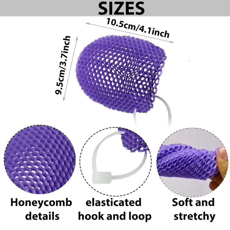 Honeycomb Exfoliating Shower Finger Caps – Body Scrub Gloves Exfoliating Bath Gloves Qme Purple