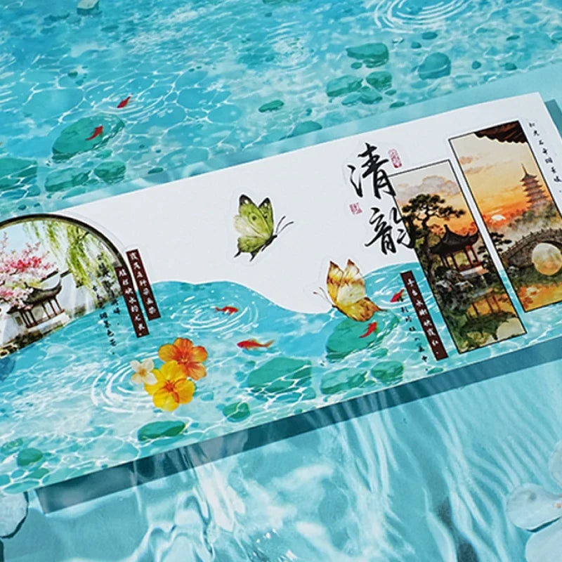 Water Wave Washi Tape | Ocean Sparkle Junk Journal Roll Decorative Washi Tape Qme