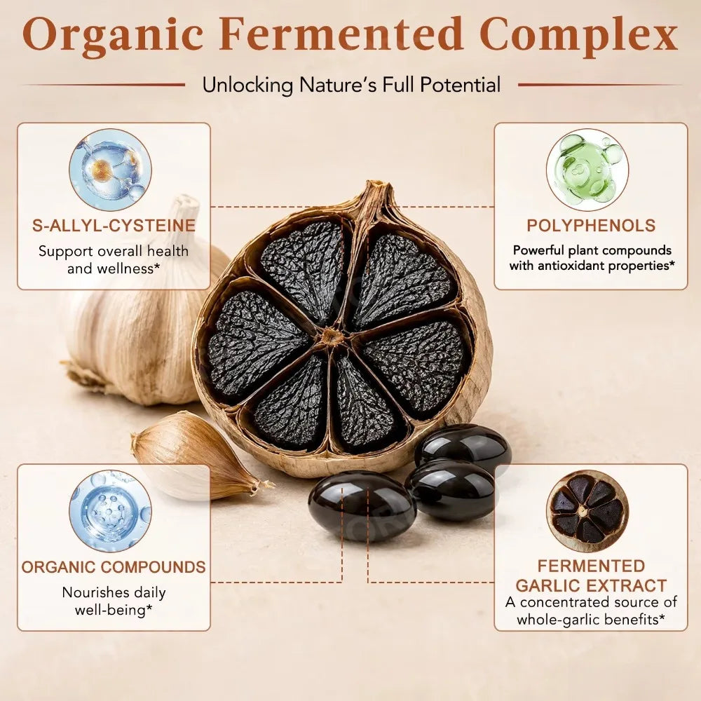 Black Garlic Extract Softgels 600mg 10:1 – 120 Count Herbal Supplement Qst