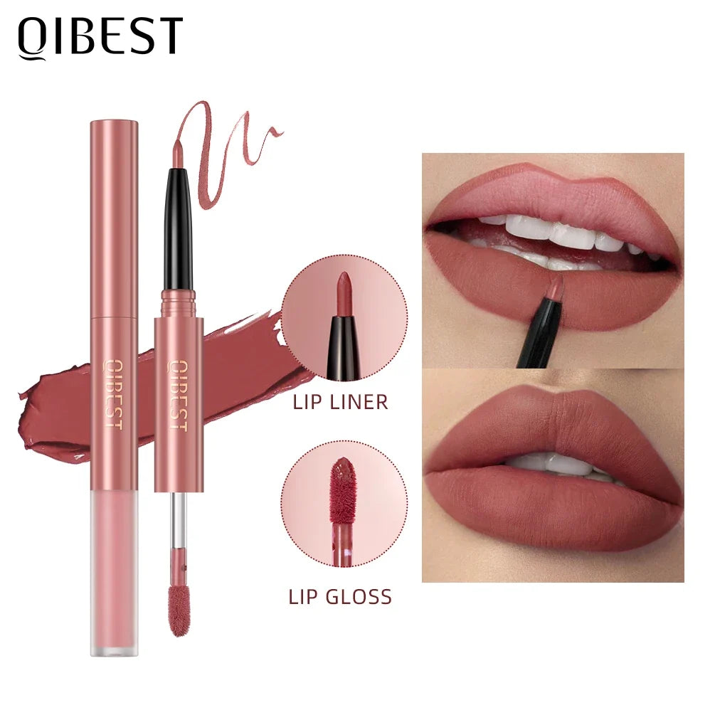 2-in-1 Lip Gloss & Lipliner Pen – Waterproof, Long-Lasting Lip Gloss & Liner Qme