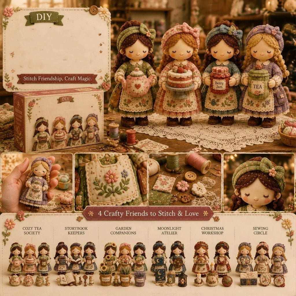 Girls DIY Felt Doll Patchwork Sewing Kit – Beginner Craft Set DIY Sewing Craft Kit Qme