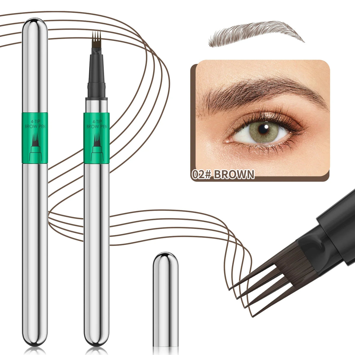 Hellokiss Waterproof Microblading Eyebrow Pen – 4 Split Head Microblading Eyebrow Pen Qme 9709-2