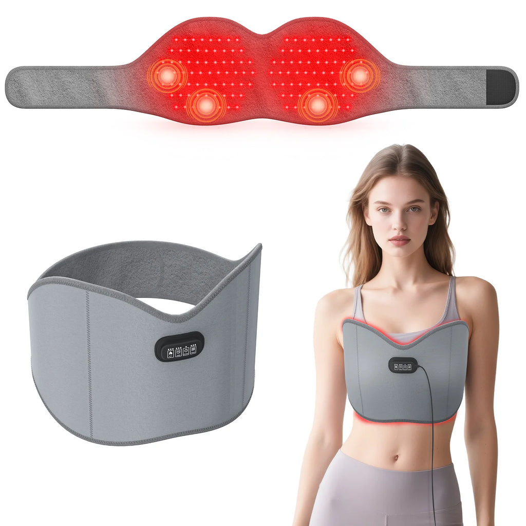 660nm Red Light Therapy Breast Massage Bra – Heating Belt Red Light Massage Device Qst