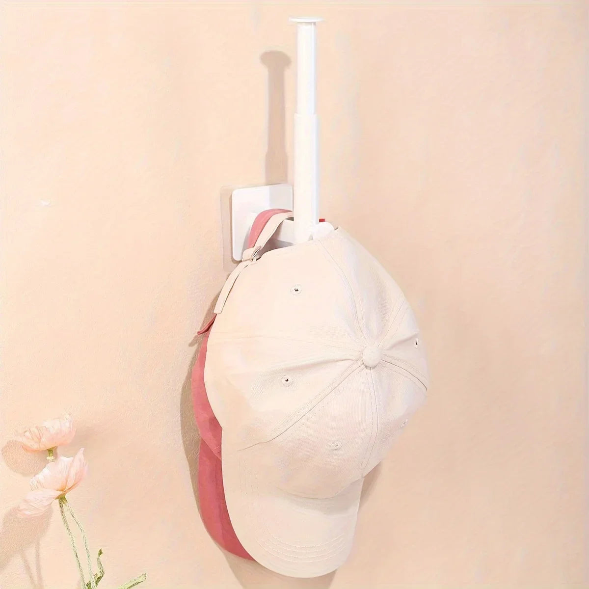 L-Shape Retractable Wall Hook – White Hat & Coat Rack Wall Hook Organizer Qme